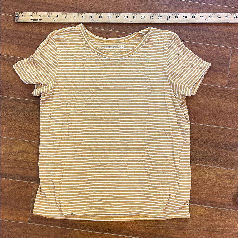 American Eagle Outfitters Mustard and White Striped Tee